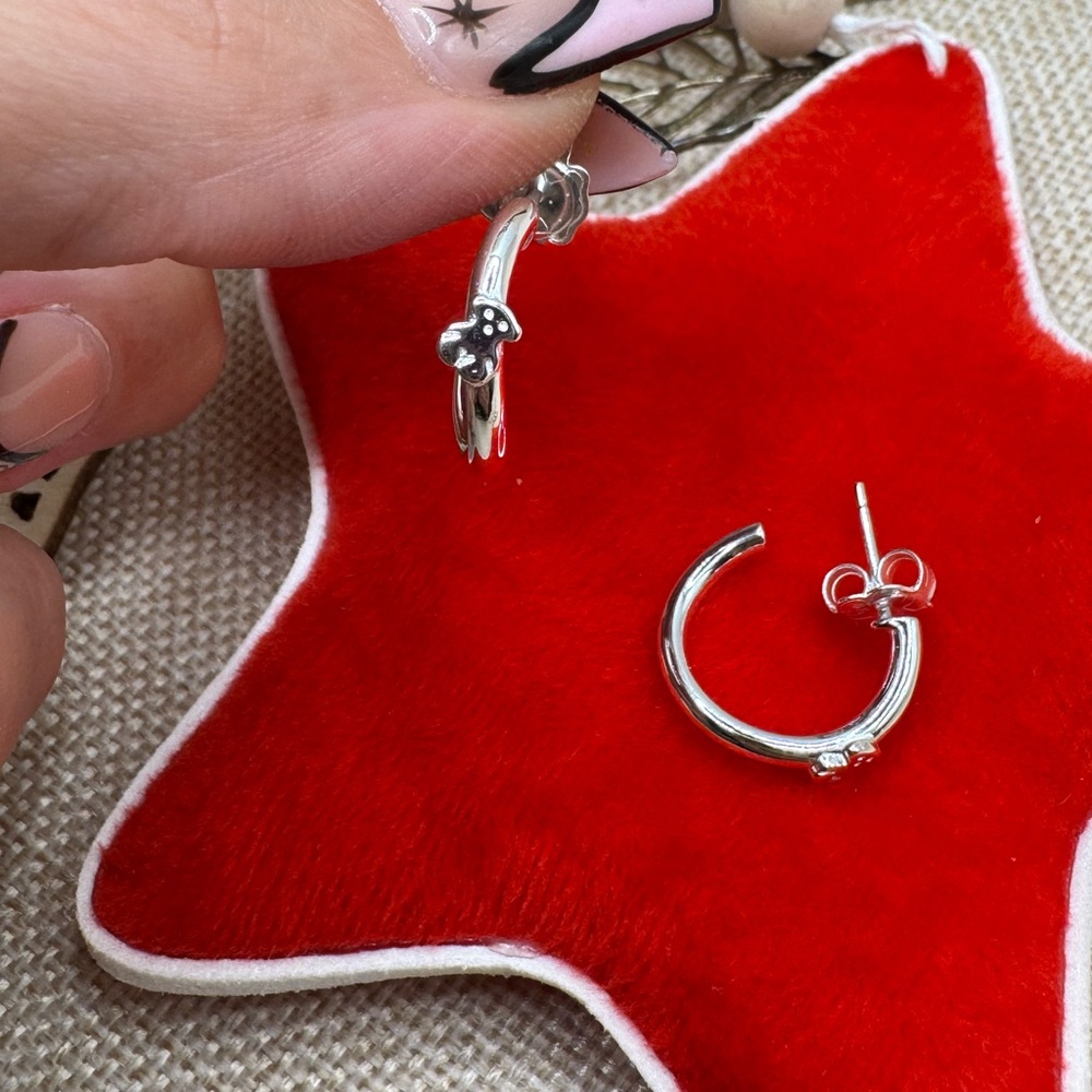 Silver bear Hoop Earrings 925